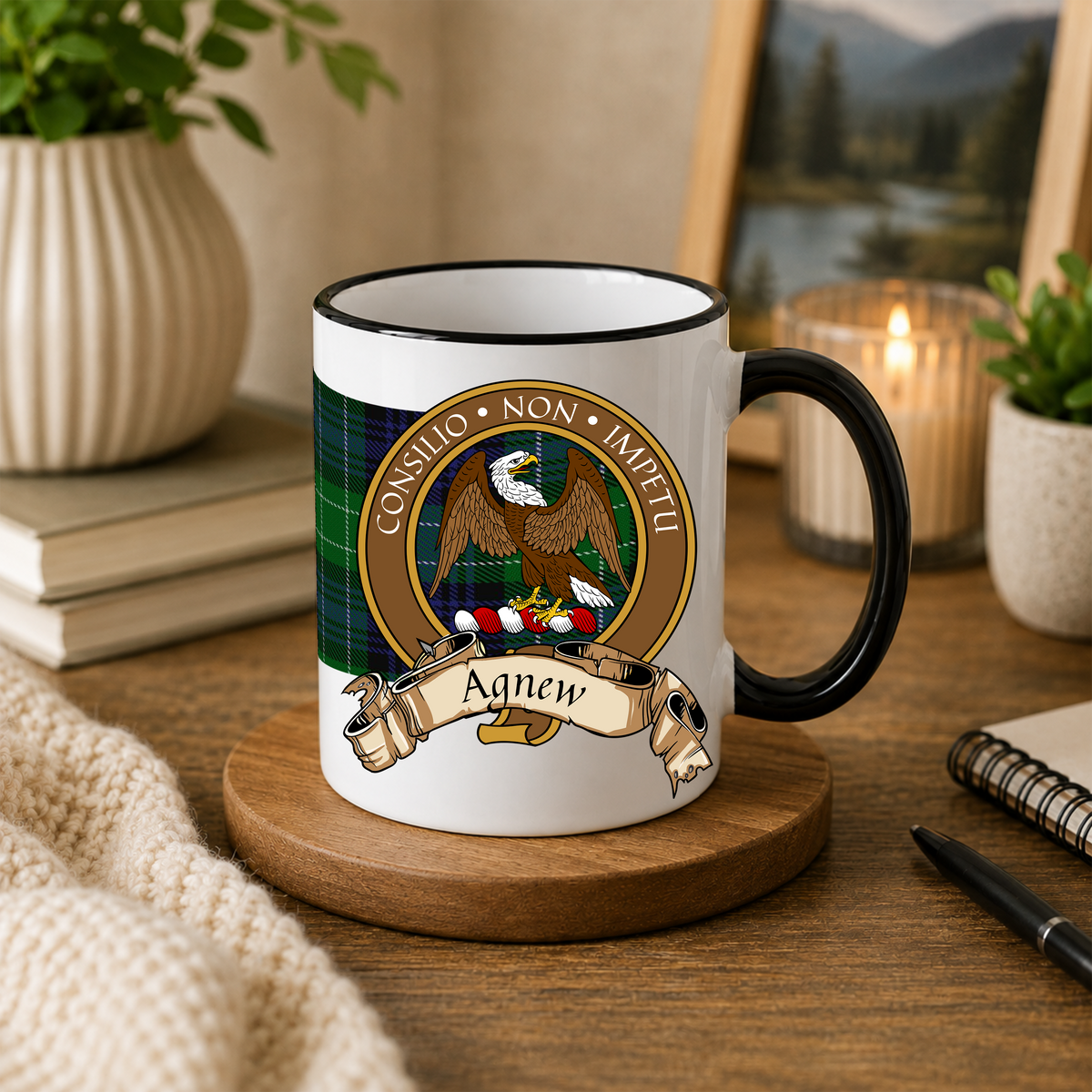 Scottish Clan Crest 11 oz Mugs – Brown Crest Design | Set of 2