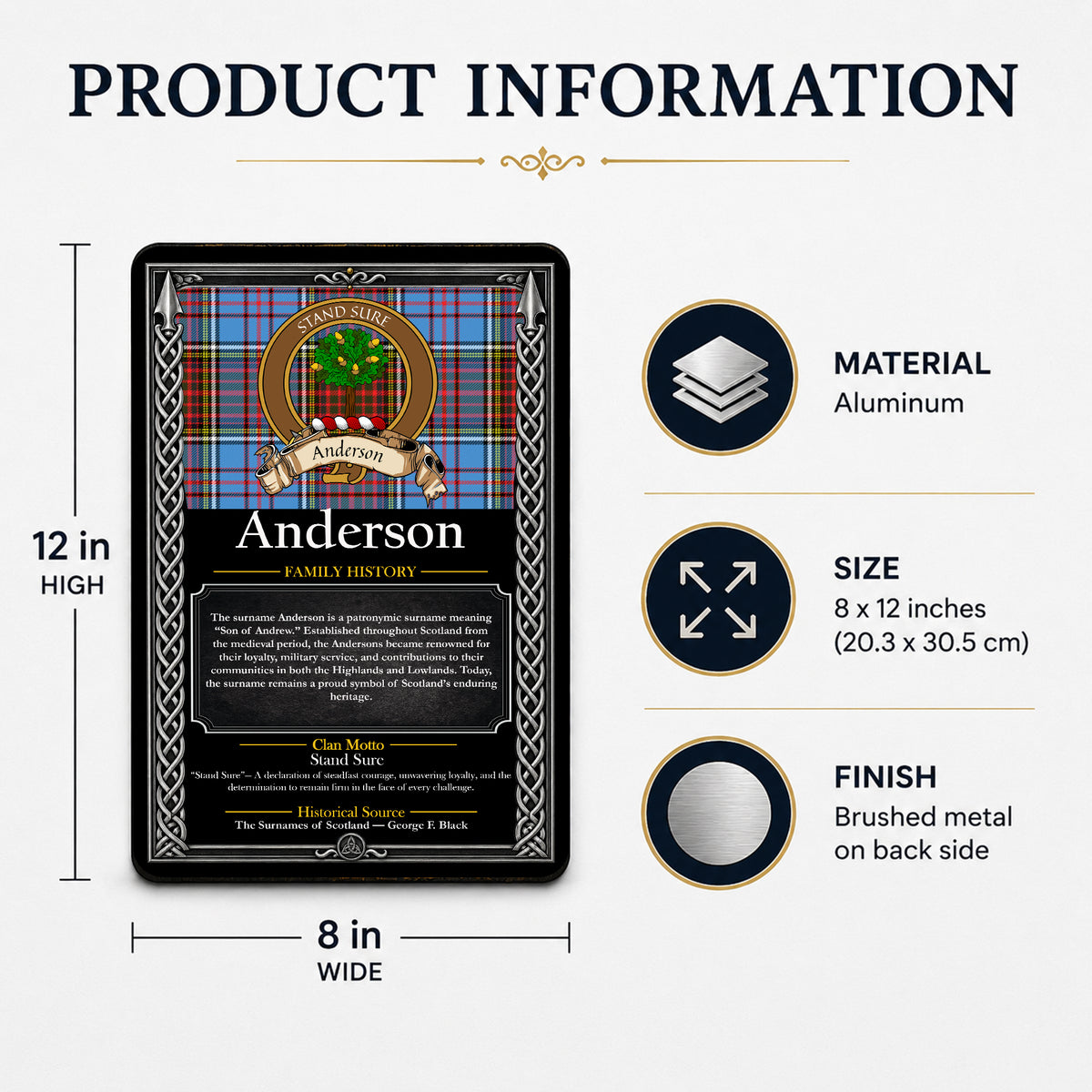 Scottish Family History Metal Sign – Brown Crest