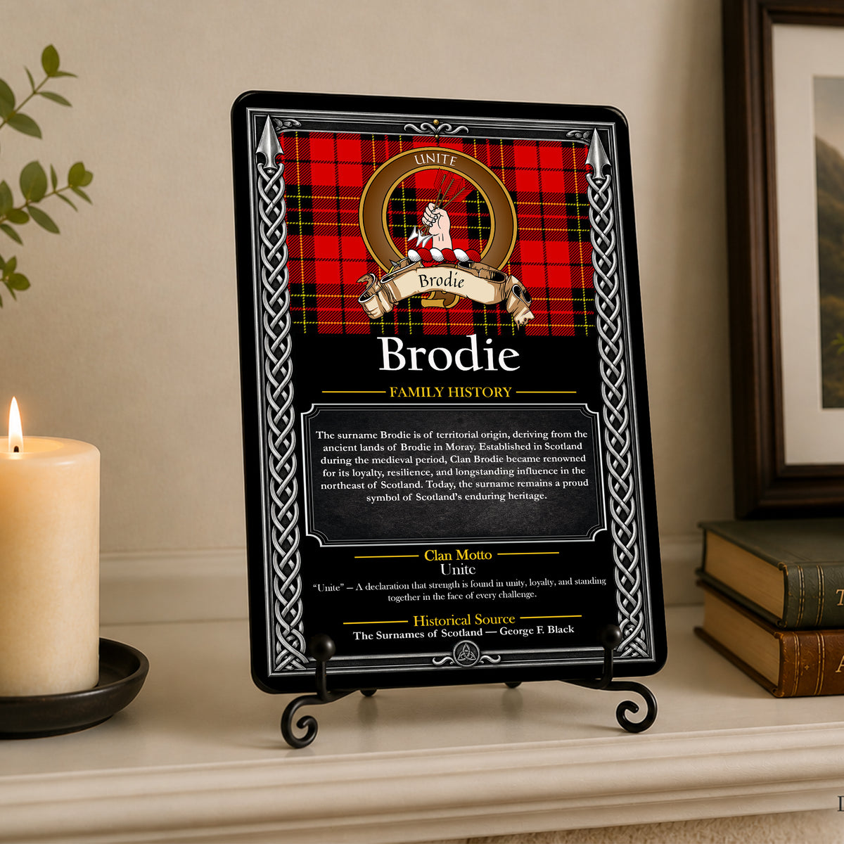 Scottish Family History Metal Sign – Brown Crest