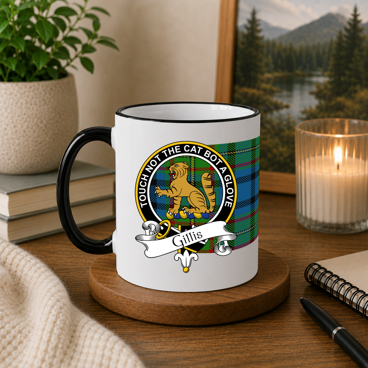 Scottish Clan Crest 11 oz Mugs – Black Crest Design | Set of 2