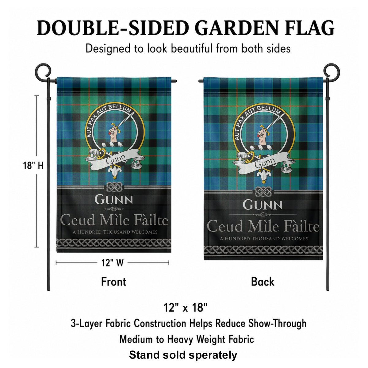 Scottish Clan Crest Garden Flag - Black Design