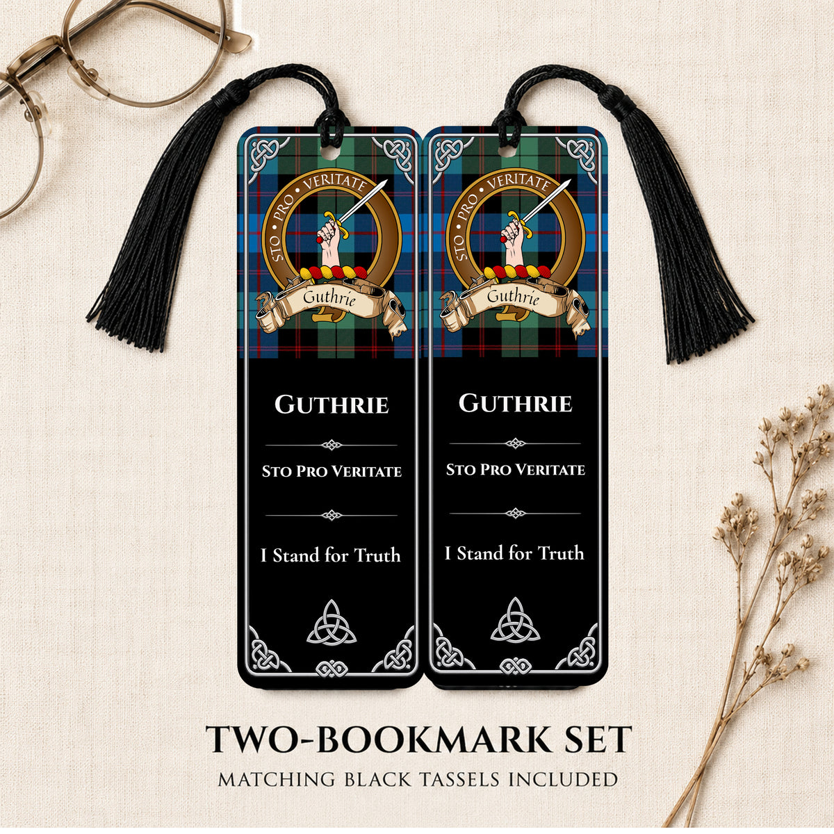 Scottish Clan Crest Metal Bookmarks - Brown Set of 2