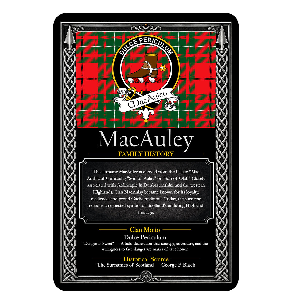 Scottish Family History Metal Sign