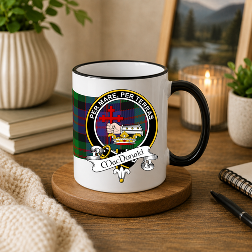 Scottish Clan Crest 11 oz Mugs – Black Crest Design | Set of 2