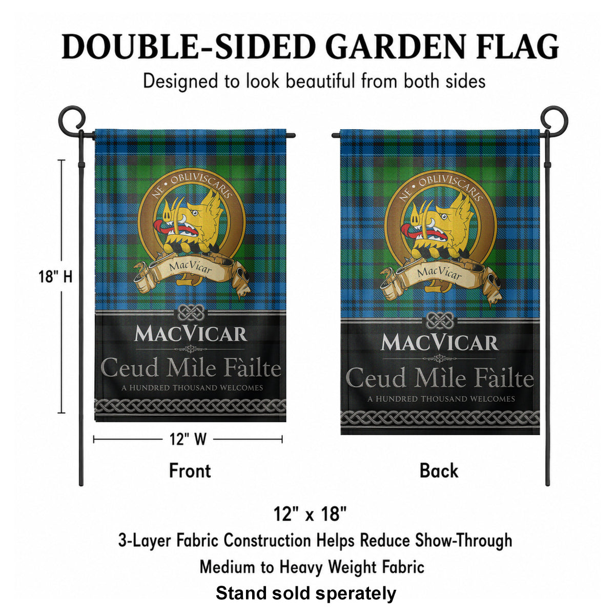 Scottish Clan Crest Garden Flag - Brown Design
