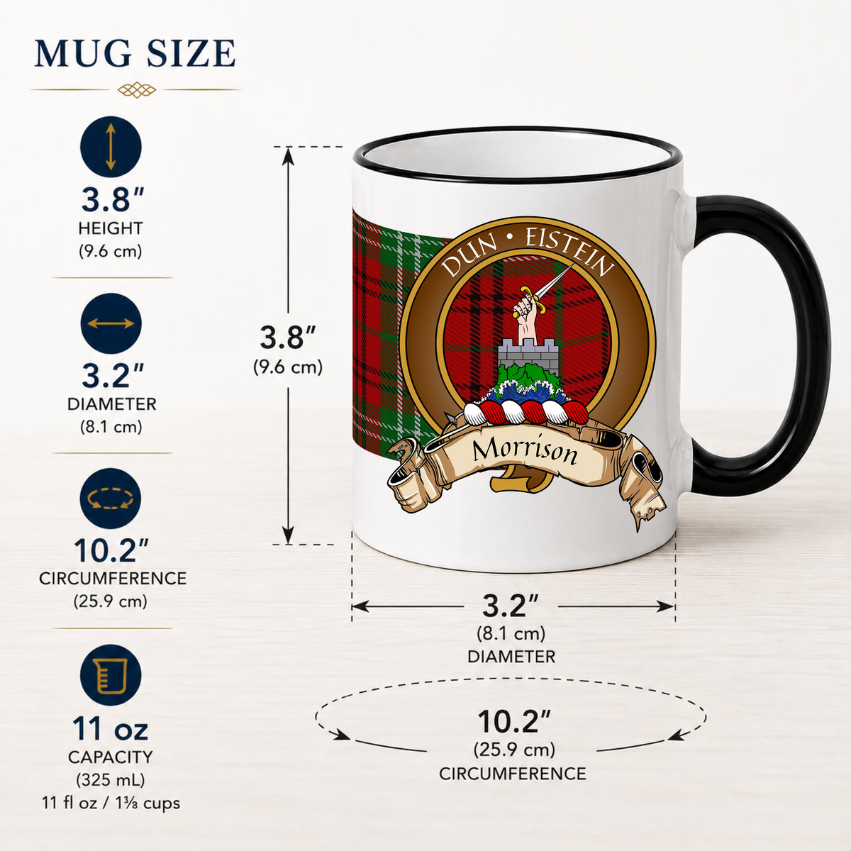 Scottish Clan Crest 11 oz Mugs – Brown Crest Design | Set of 2