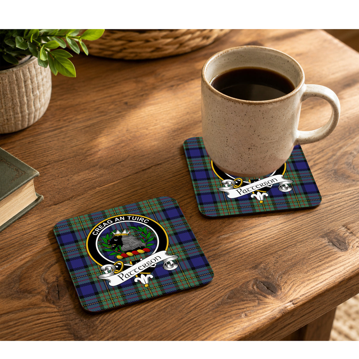 Scottish Clan Crest Rubber Coasters - Black Design Set of 4