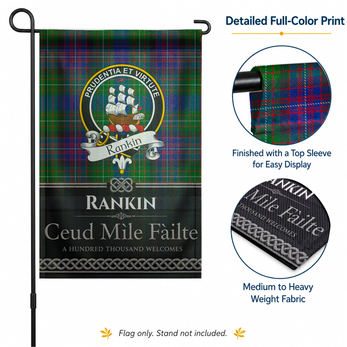 Scottish Clan Crest Garden Flag - Black Design