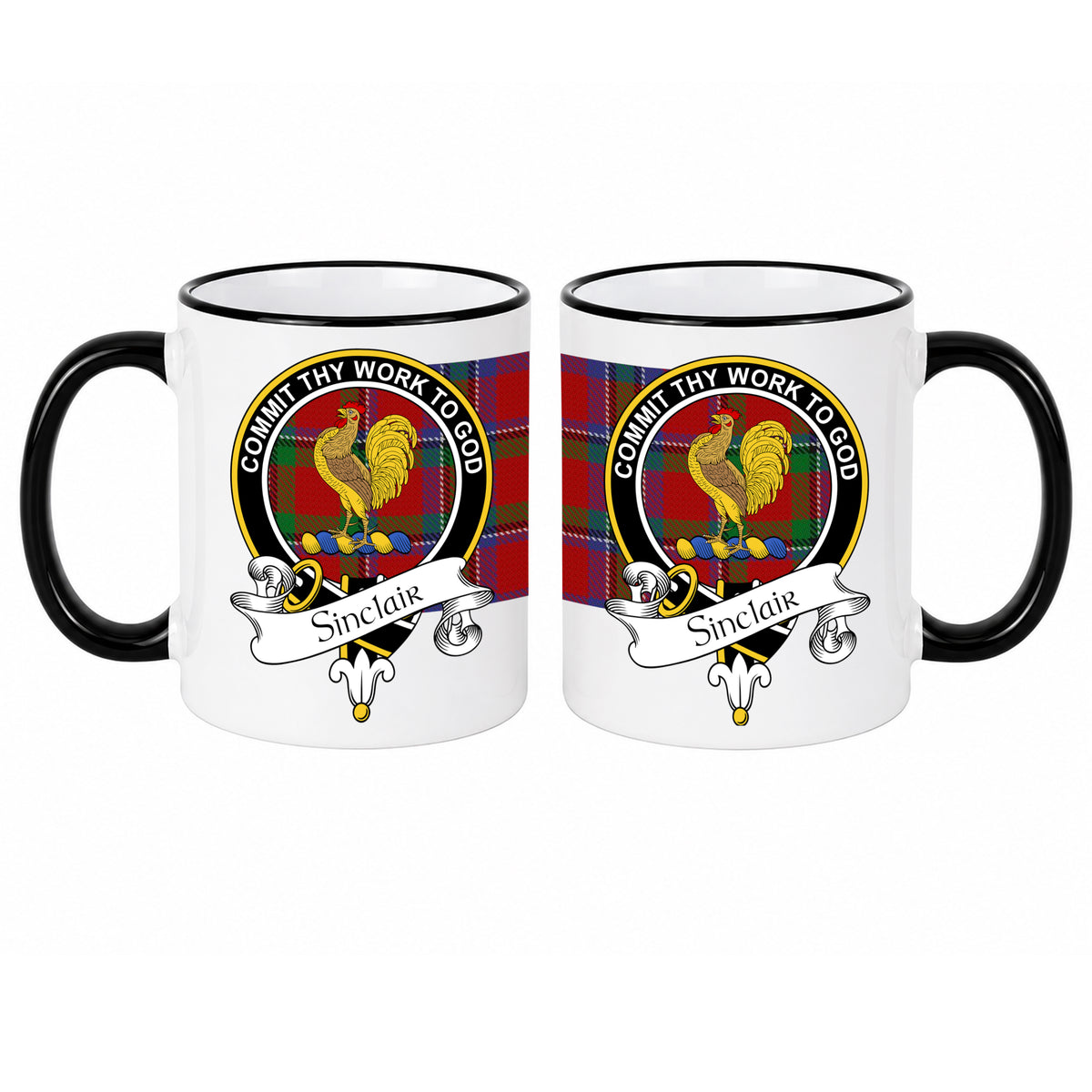 Scottish Clan Crest 11 oz Mugs – Black Crest Design | Set of 2