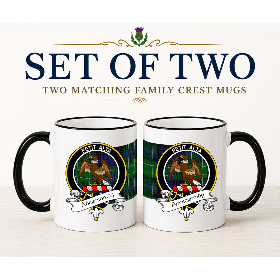 Abercromby Scottish Clan Crest 11 oz Mugs – Black Crest Design | Set of 2