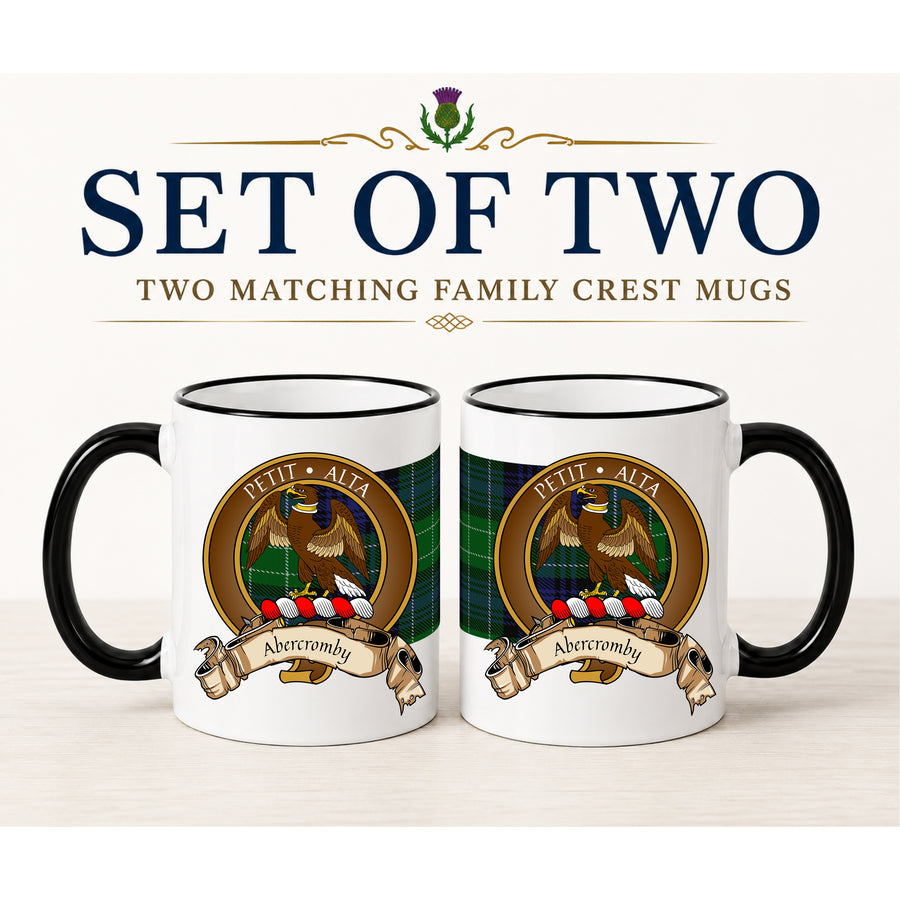 Abercromby Scottish Clan Crest 11 oz Mugs – Brown Crest Design | Set of 2