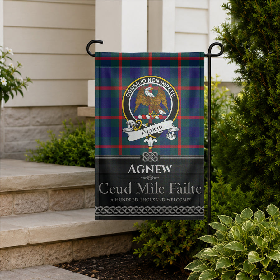 Agnew Scottish Clan Crest Garden Flag - Black Design