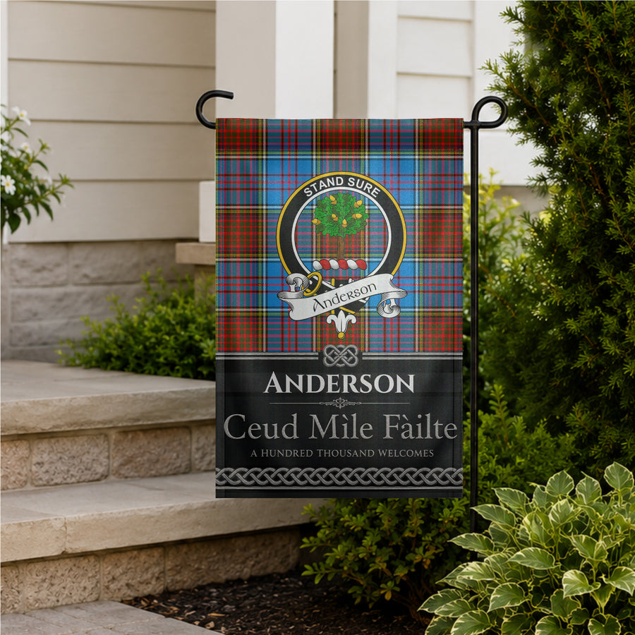 Anderson Scottish Clan Crest Garden Flag - Black Design