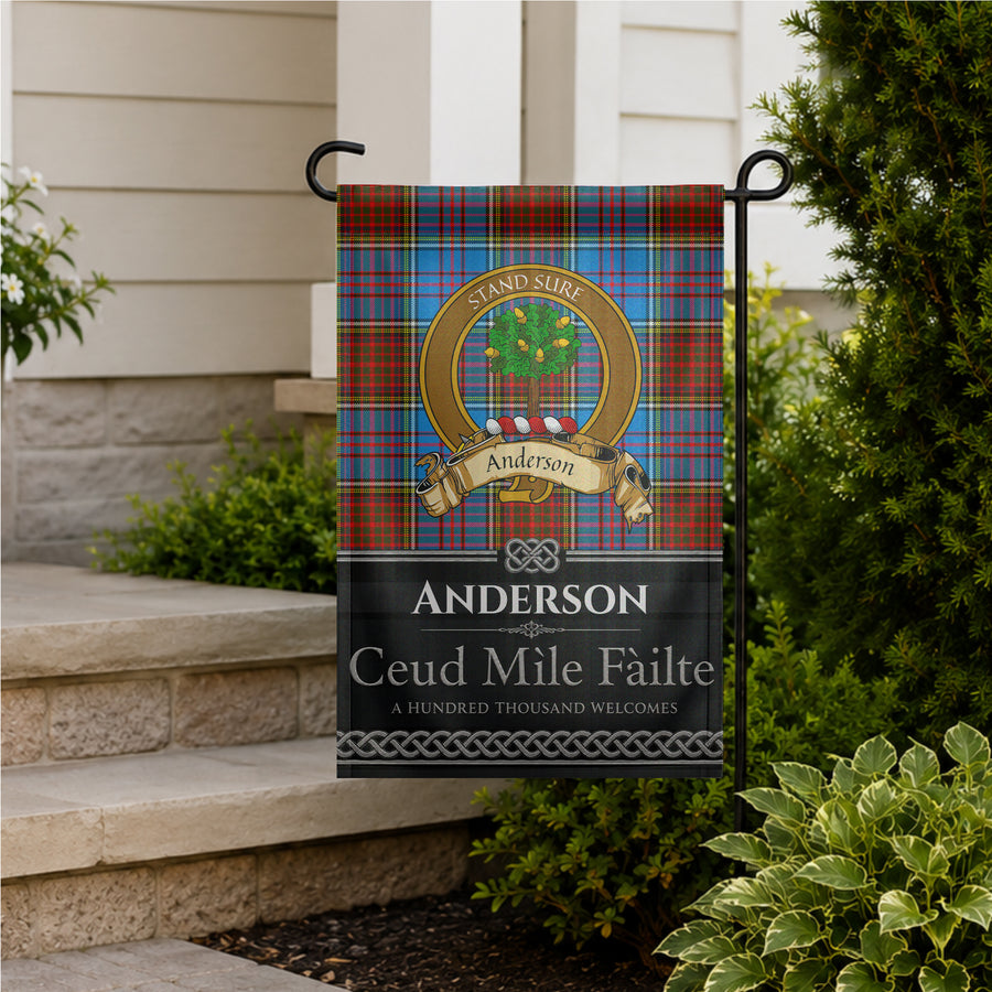 Anderson Scottish Clan Crest Garden Flag - Brown Design