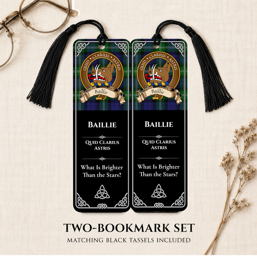 Baillie Scottish Clan Crest Metal Bookmarks - Brown Set of 2