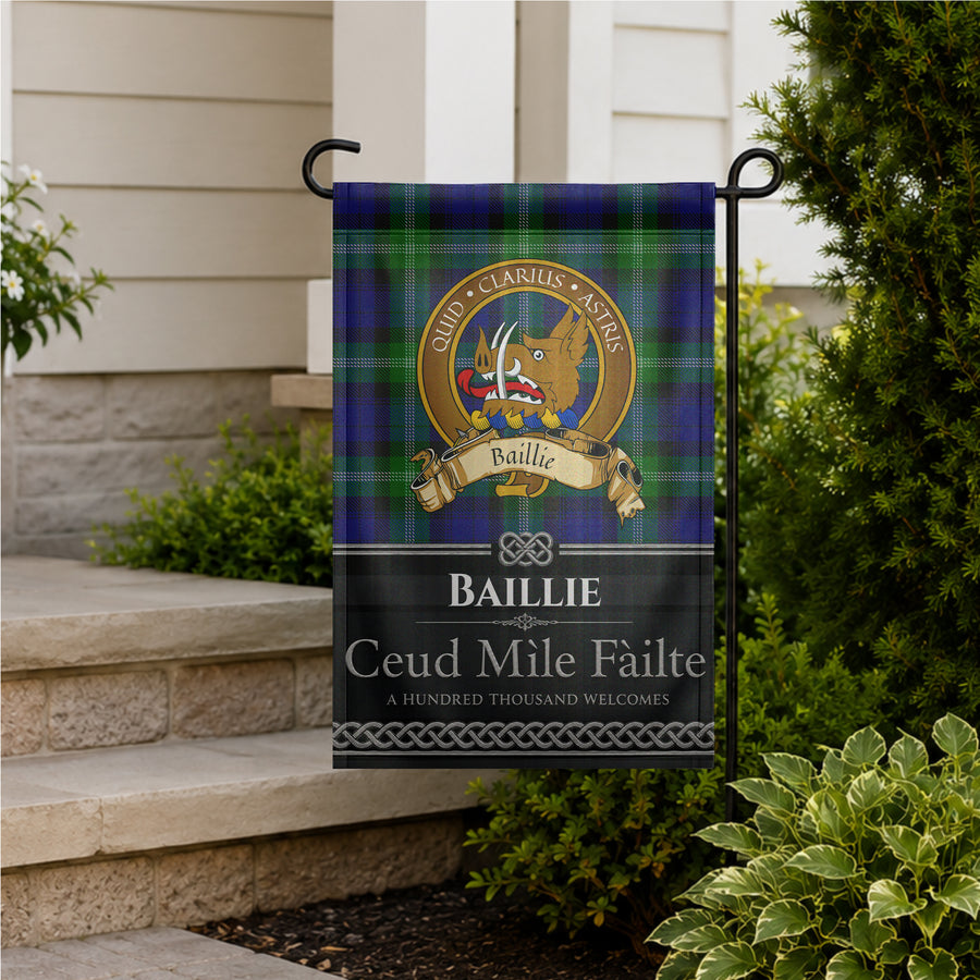Baillie Scottish Clan Crest Garden Flag - Brown Design