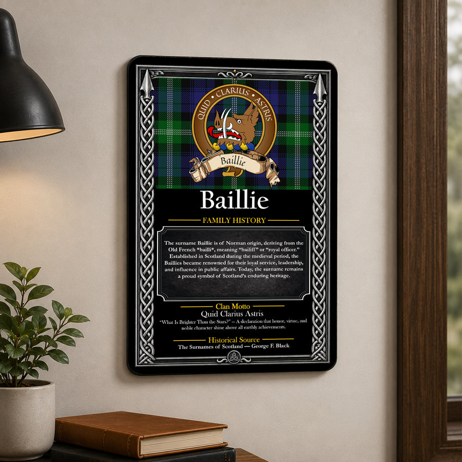 Baillie Scottish Family History Metal Sign – Brown Crest