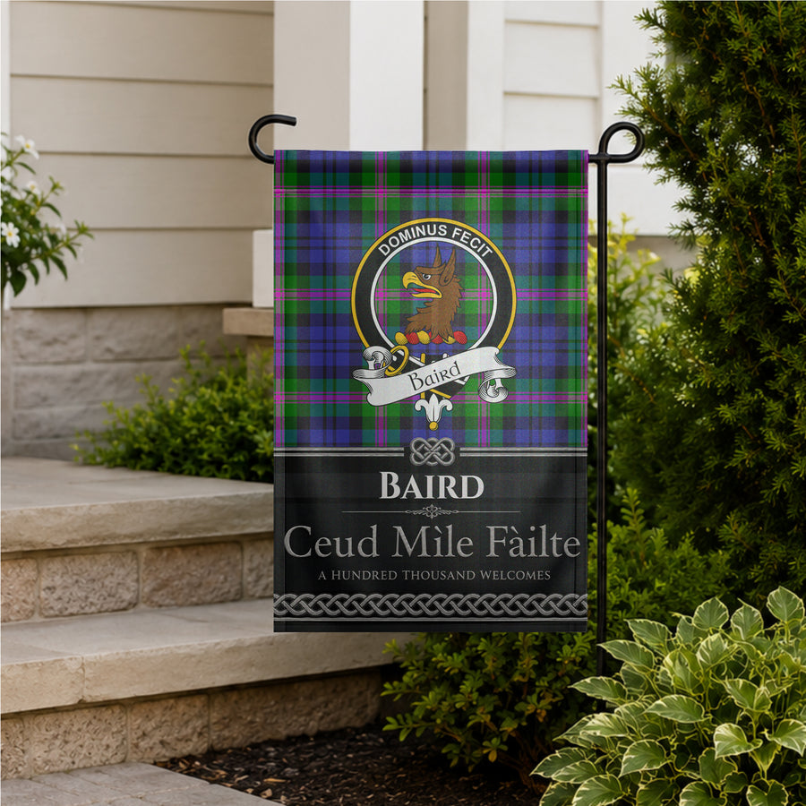 Baird Scottish Clan Crest Garden Flag - Black Design