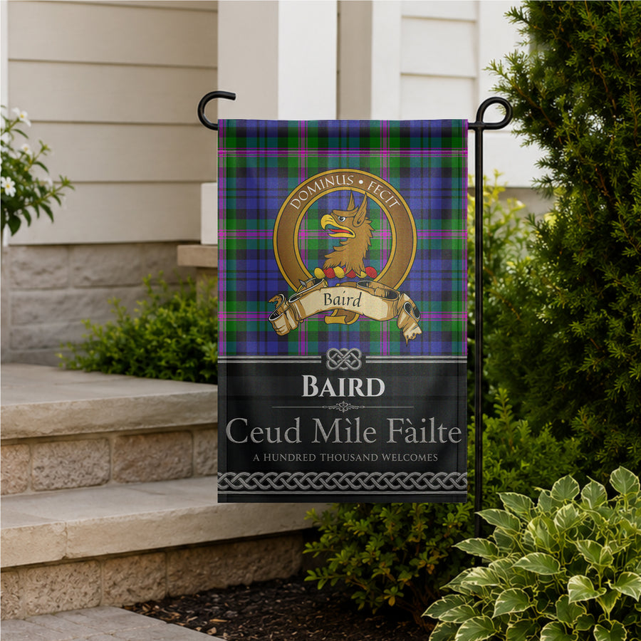 Baird Scottish Clan Crest Garden Flag - Brown Design