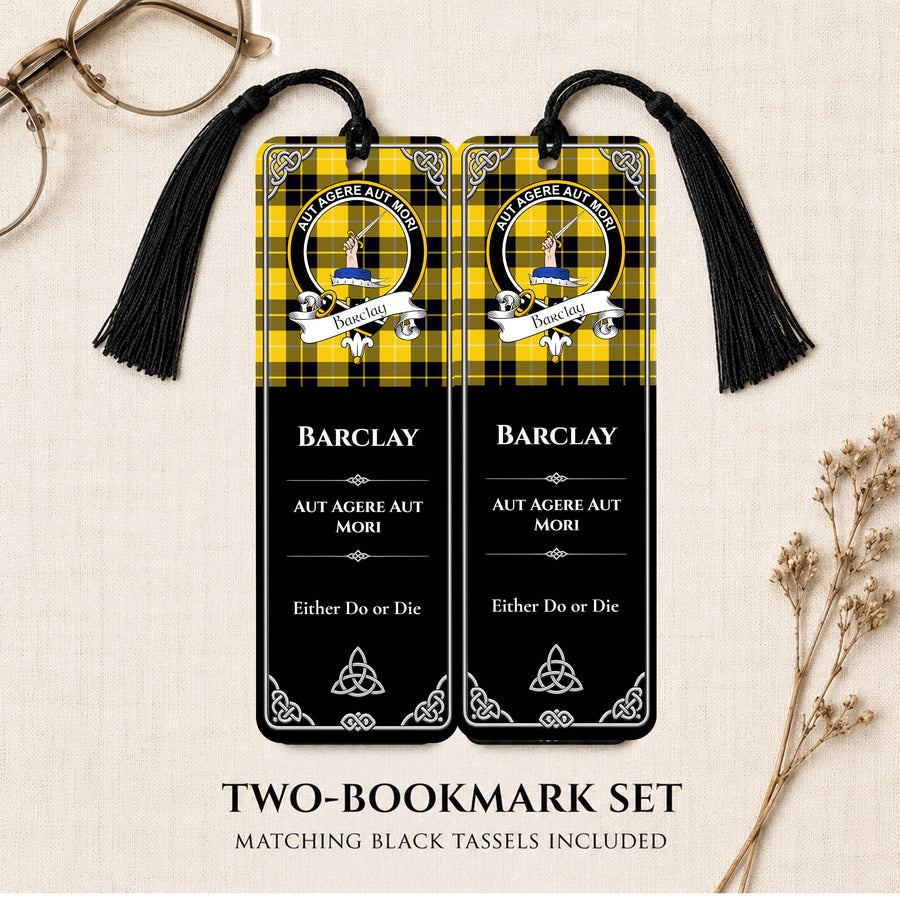 Barclay Scottish Clan Crest Metal Bookmarks – Black Set of 2