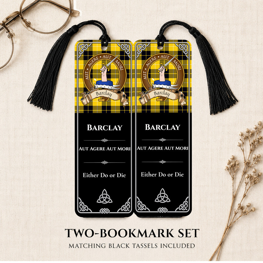 Barclay Scottish Clan Crest Metal Bookmarks - Brown Set of 2