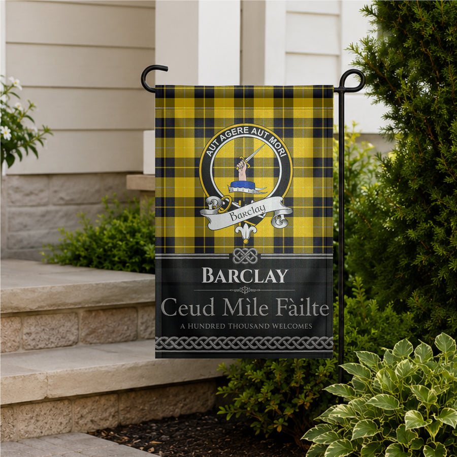 Barclay Scottish Clan Crest Garden Flag - Black Design