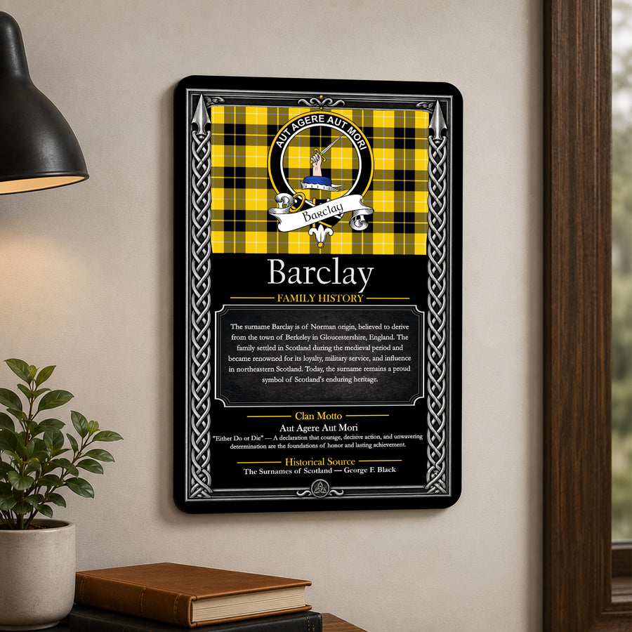 Barclay Scottish Family History Metal Sign
