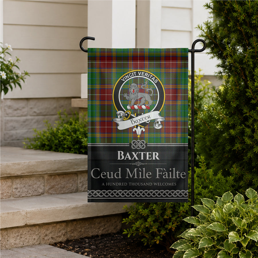 Baxter Scottish Clan Crest Garden Flag - Black Design