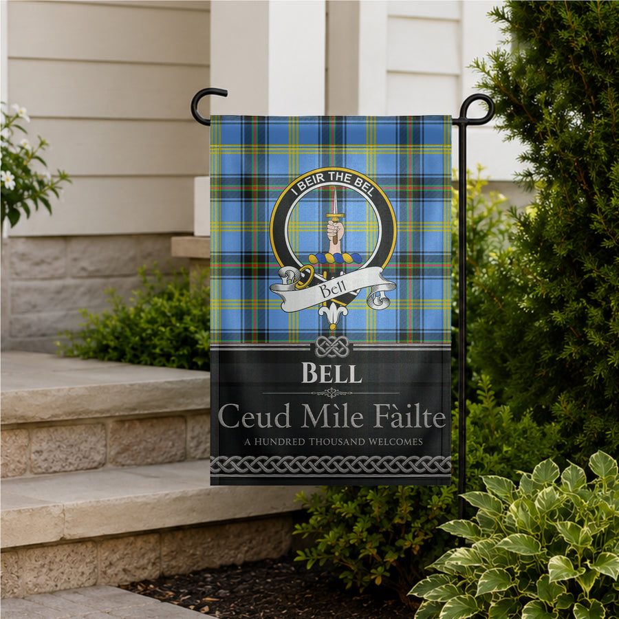 Bell Scottish Clan Crest Garden Flag - Black Design