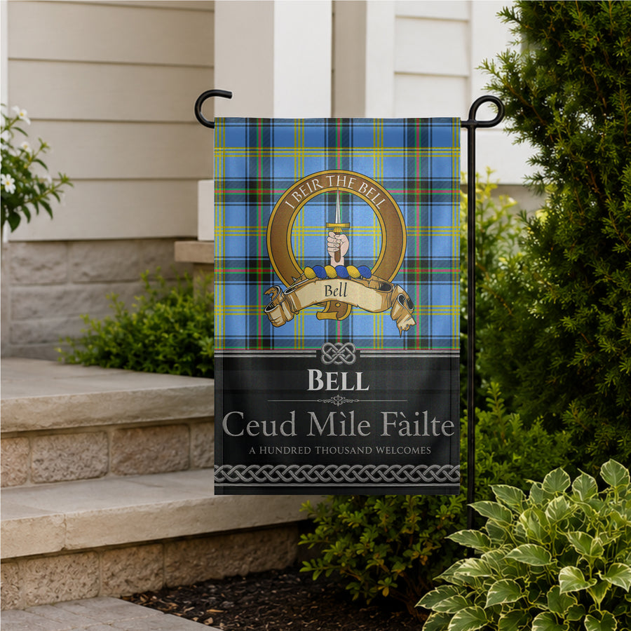 Bell Scottish Clan Crest Garden Flag - Brown Design