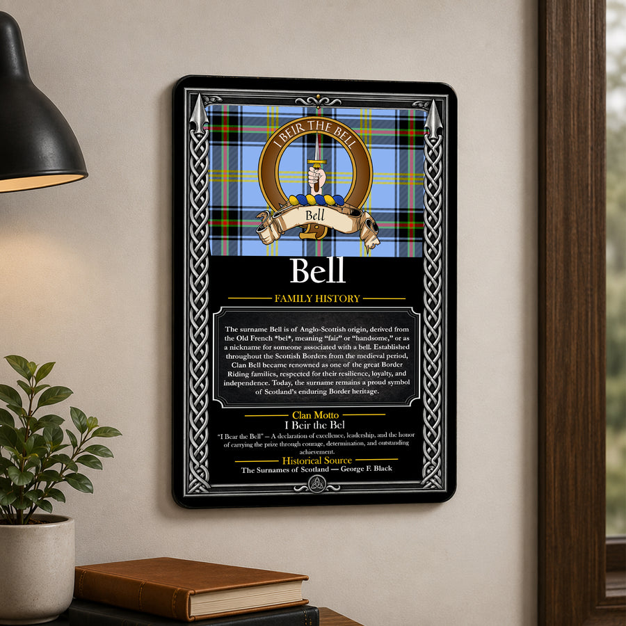 Bell Scottish Family History Metal Sign – Brown Crest