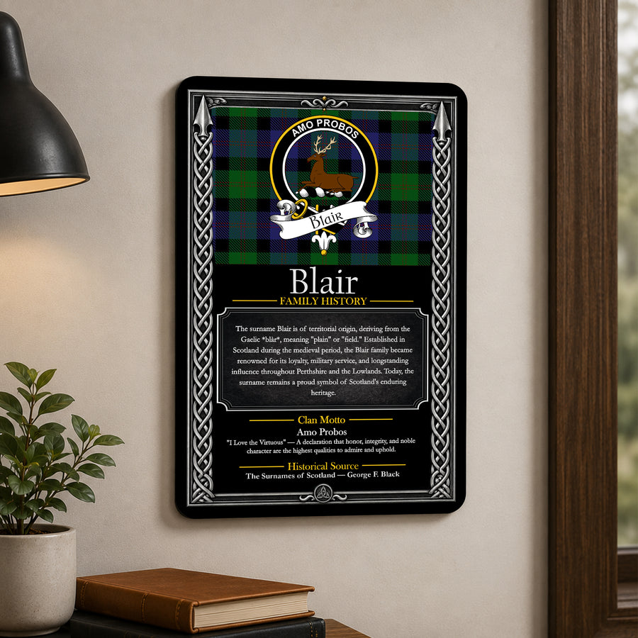 Blair Scottish Family History Metal Sign