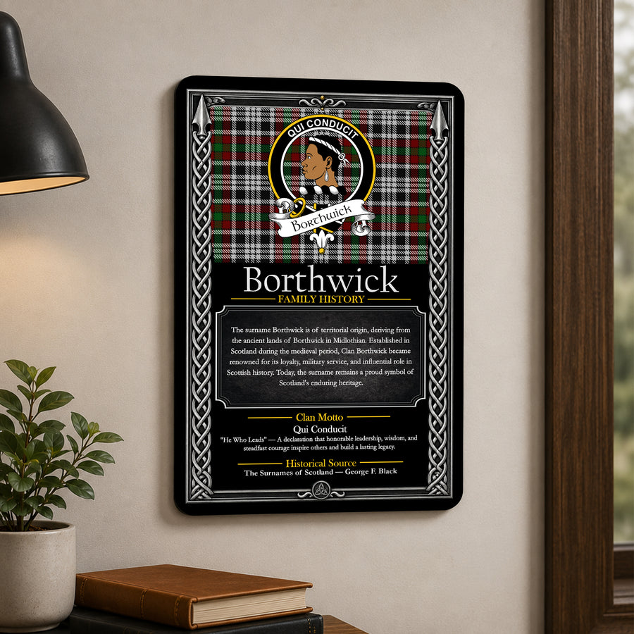 Borthwick Scottish Family History Metal Sign