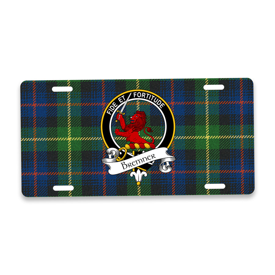 Bremner Scottish Clan Crest Auto License Plate – Black Crest Design