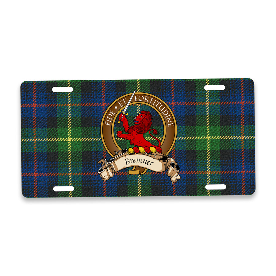 Bremner Scottish Clan Crest Auto License Plate – Brown Crest Design