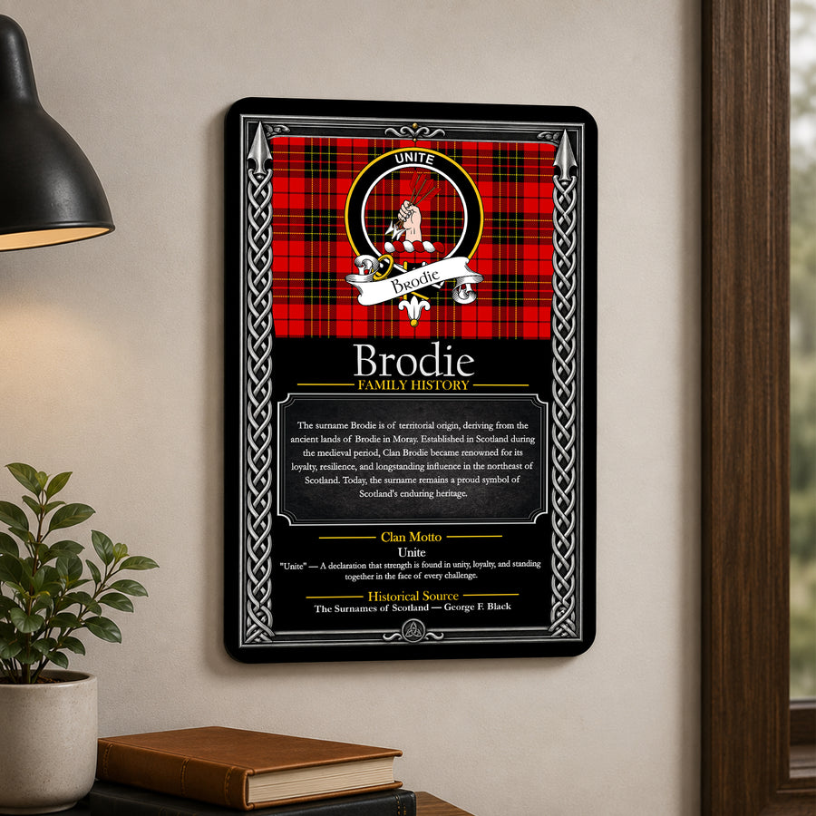 Brodie Scottish Family History Metal Sign
