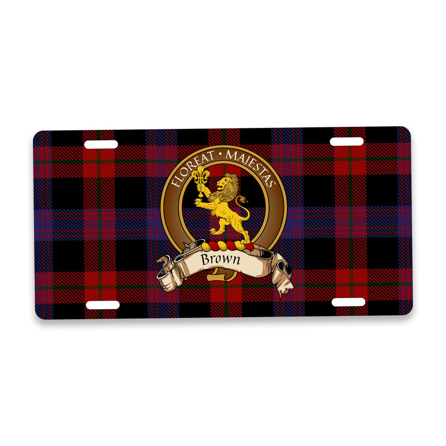 Brown Scottish Clan Crest Auto License Plate – Brown Crest Design