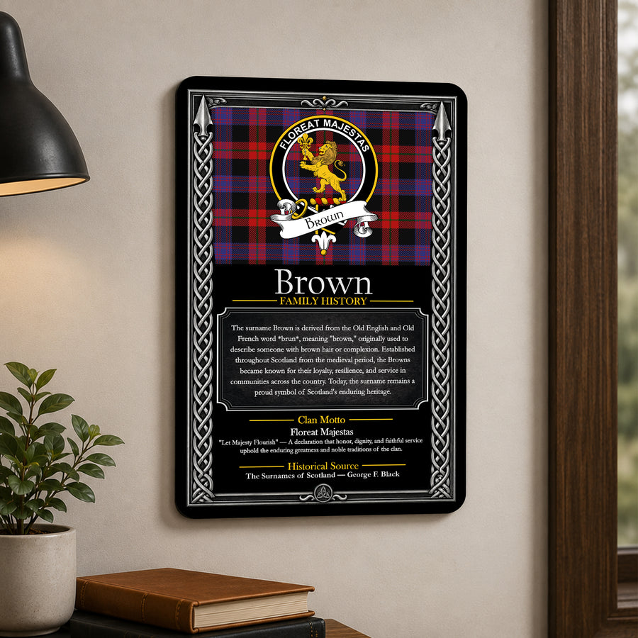Brown Scottish Family History Metal Sign