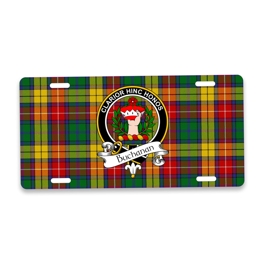 Buchanan Scottish Clan Crest Auto License Plate – Black Crest Design