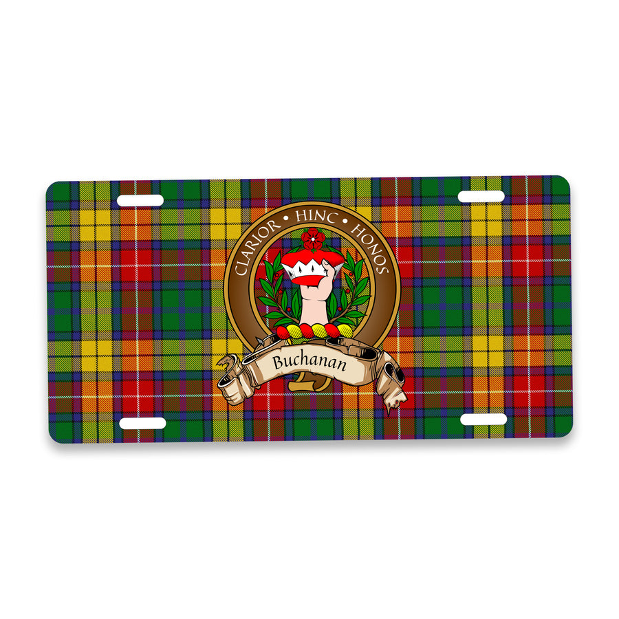Buchanan Scottish Clan Crest Auto License Plate – Brown Crest Design