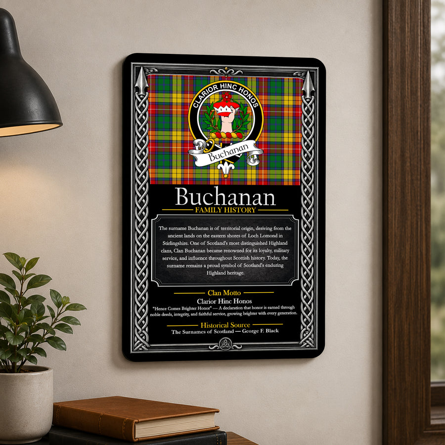 Buchanan Scottish Family History Metal Sign