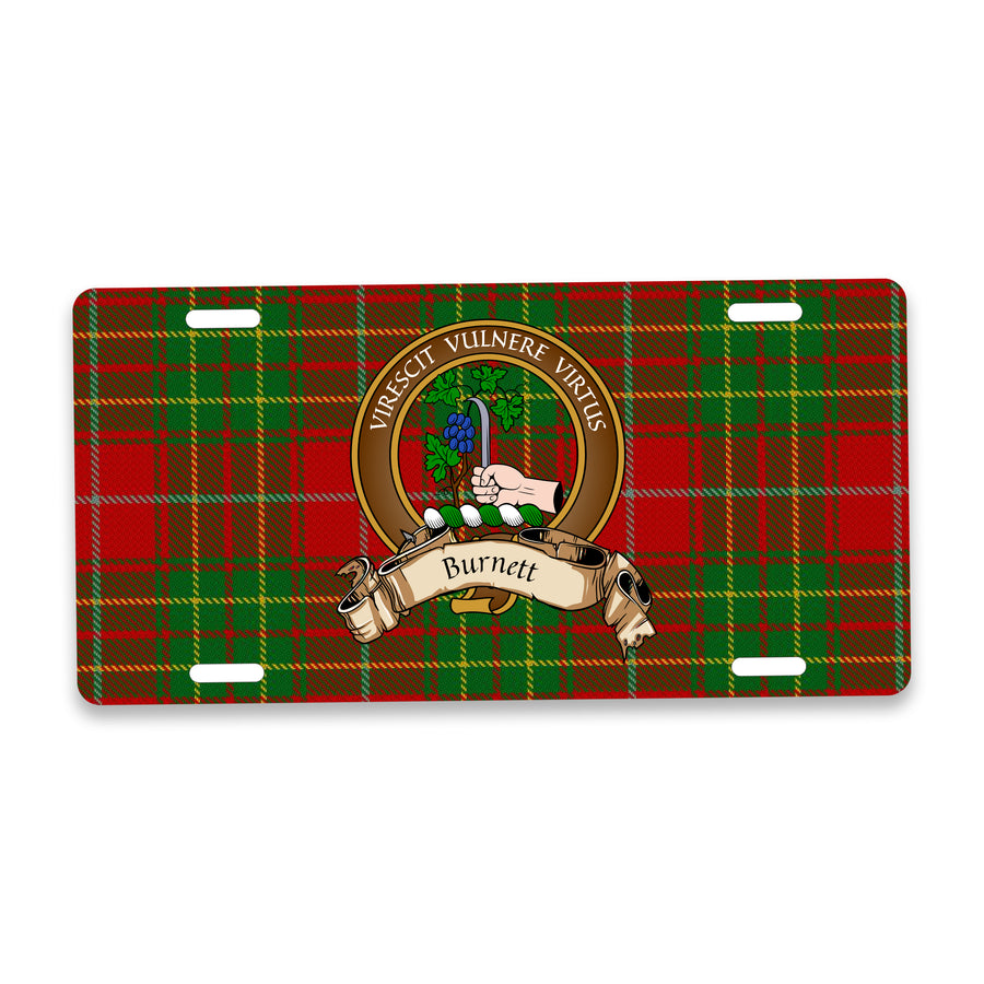 Burnett Scottish Clan Crest Auto License Plate – Brown Crest Design