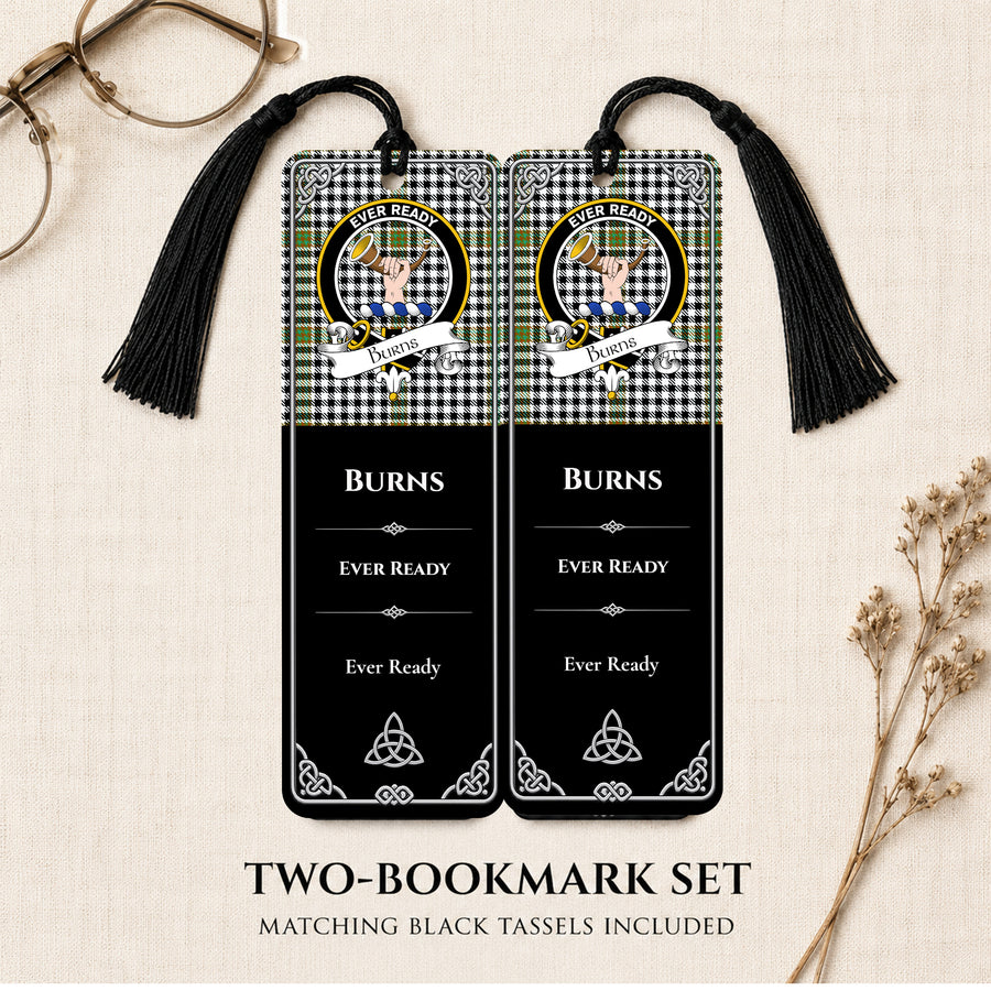 Burns Scottish Clan Crest Metal Bookmarks – Black Set of 2