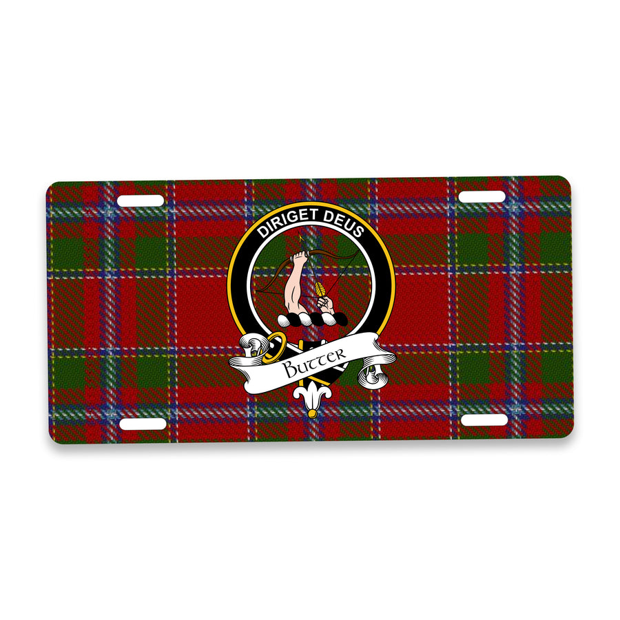 Butter Scottish Clan Crest Auto License Plate – Black Crest Design