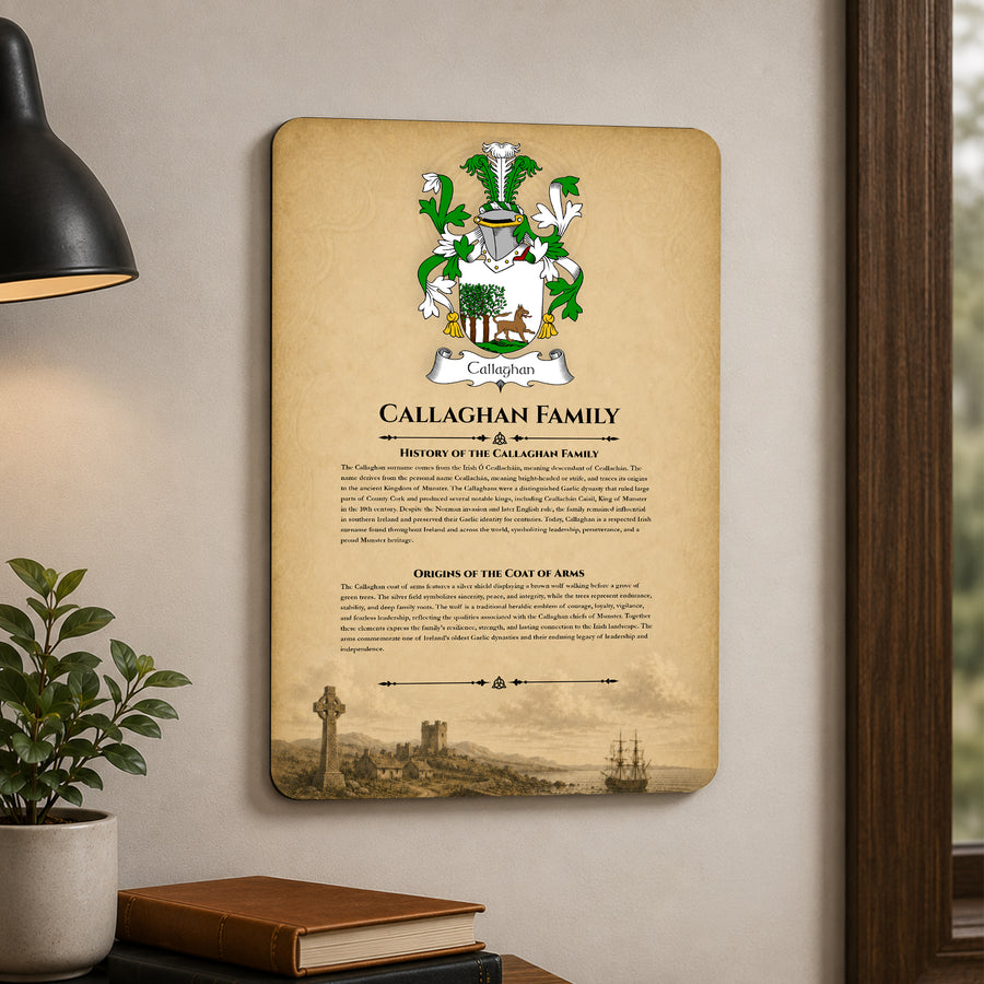 Callaghan Irish Family History Metal Sign