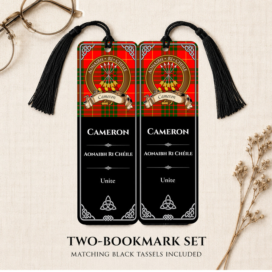 Cameron Scottish Clan Crest Metal Bookmarks - Brown Set of 2