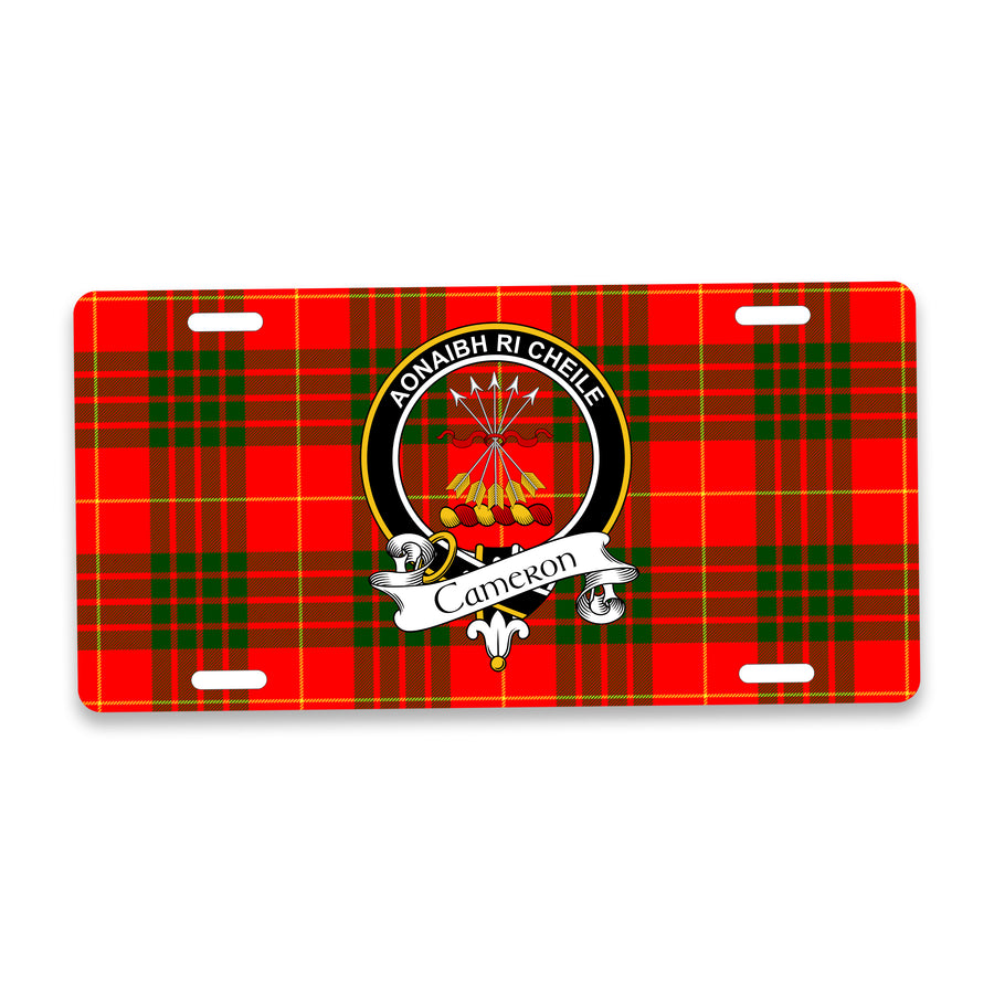 Cameron Scottish Clan Crest Auto License Plate – Black Crest Design