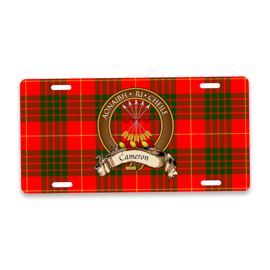 Cameron Scottish Clan Crest Auto License Plate – Brown Crest Design