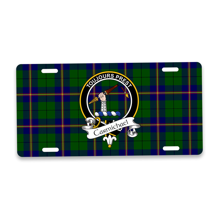 Carmichael Scottish Clan Crest Auto License Plate – Black Crest Design