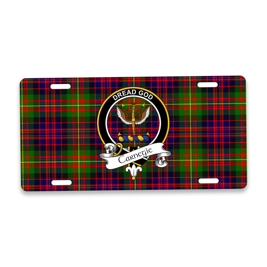 Carnegie Scottish Clan Crest Auto License Plate – Black Crest Design